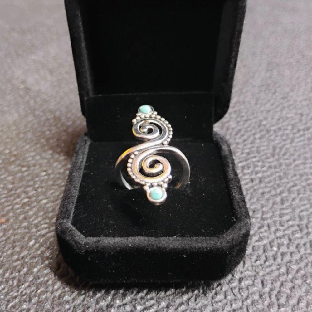 Turquoise Natural Stone Ring Size 8 Stainless Steel Ring